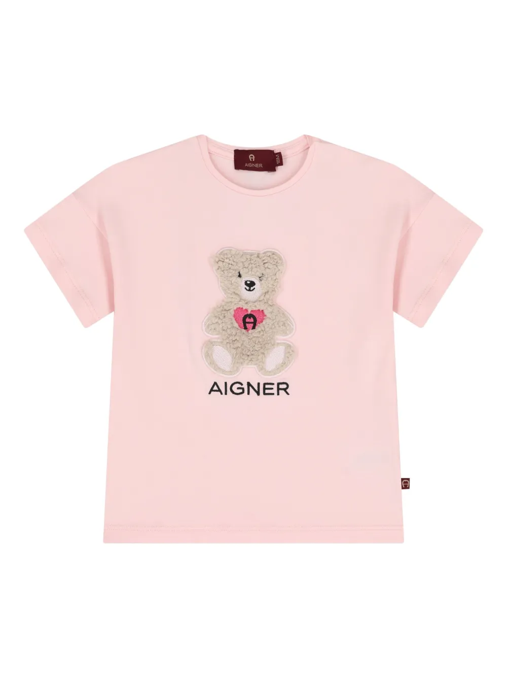 Aigner Kids teddy bear-appliqué logo T-shirt | Pink | Image 1