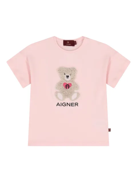 Aigner Kids teddy bear-appliqué logo T-shirt