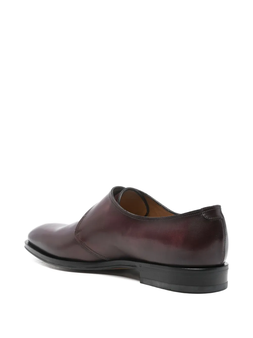 Ferragamo Leather Monk Shoes In Brown