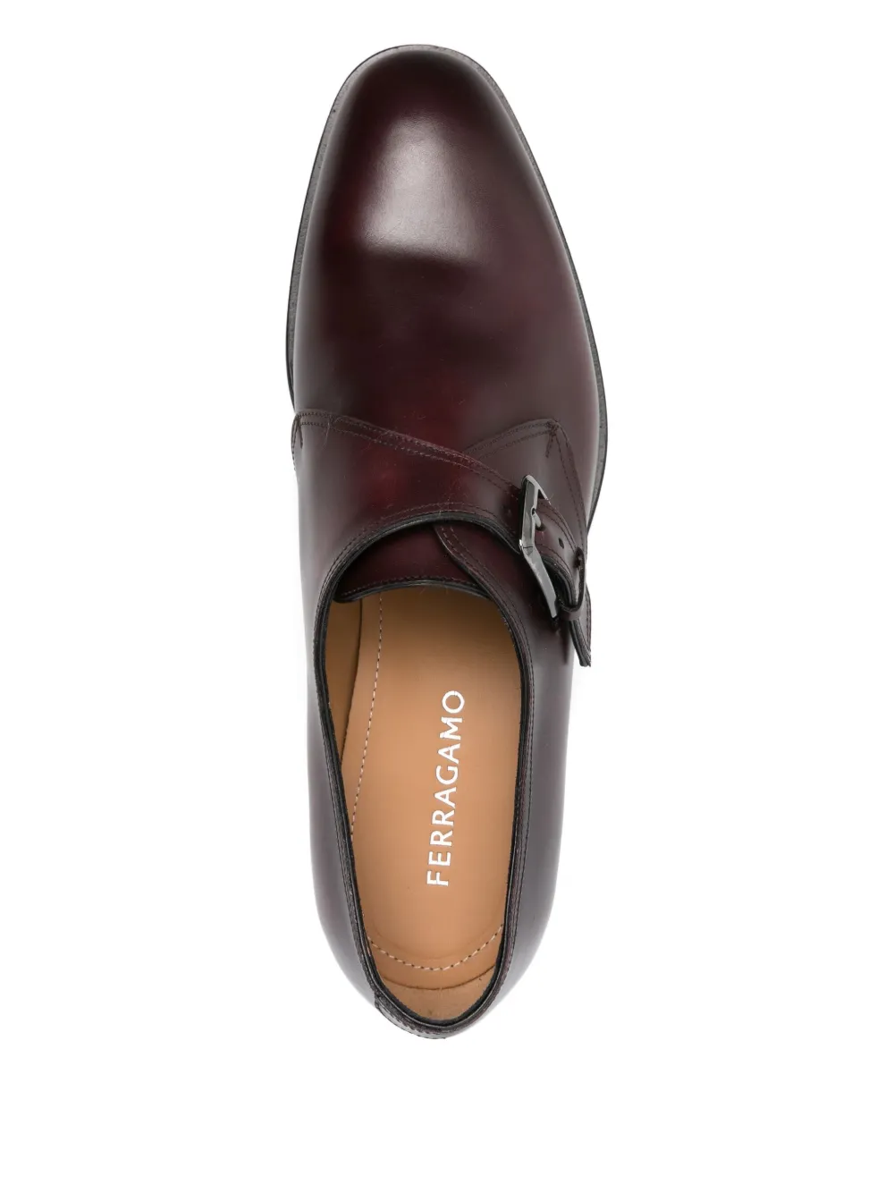 Ferragamo Leather Monk Shoes In Brown