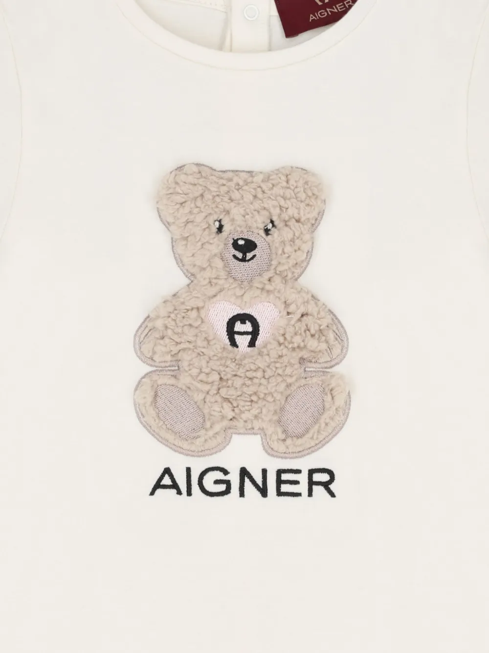 Aigner Kids Jurk met teddybeer-applicatie en ruches Wit