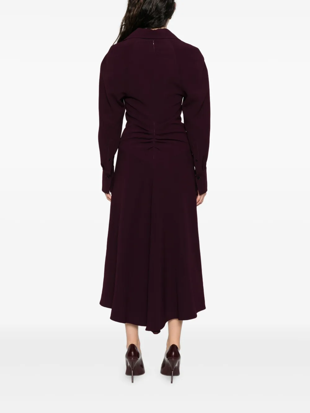 Victoria Beckham Midi-jurk met pofmouwen Paars