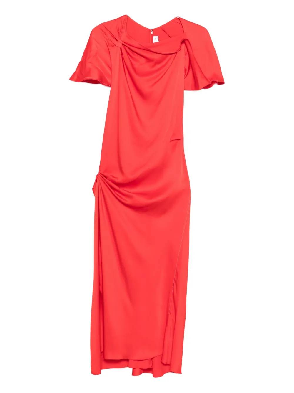 Victoria Beckham Draped-shoulder Midi Dress In Multi