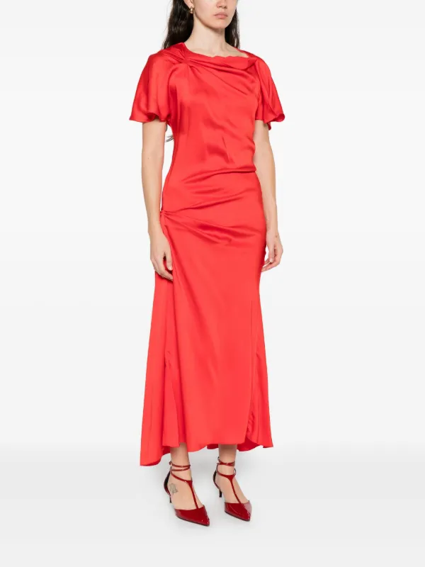 draped shoulder midi dress Satin draped off-the-shoulders long midi dress Color: Blue RASARIO Online Boutique 46 (FR) / Blue