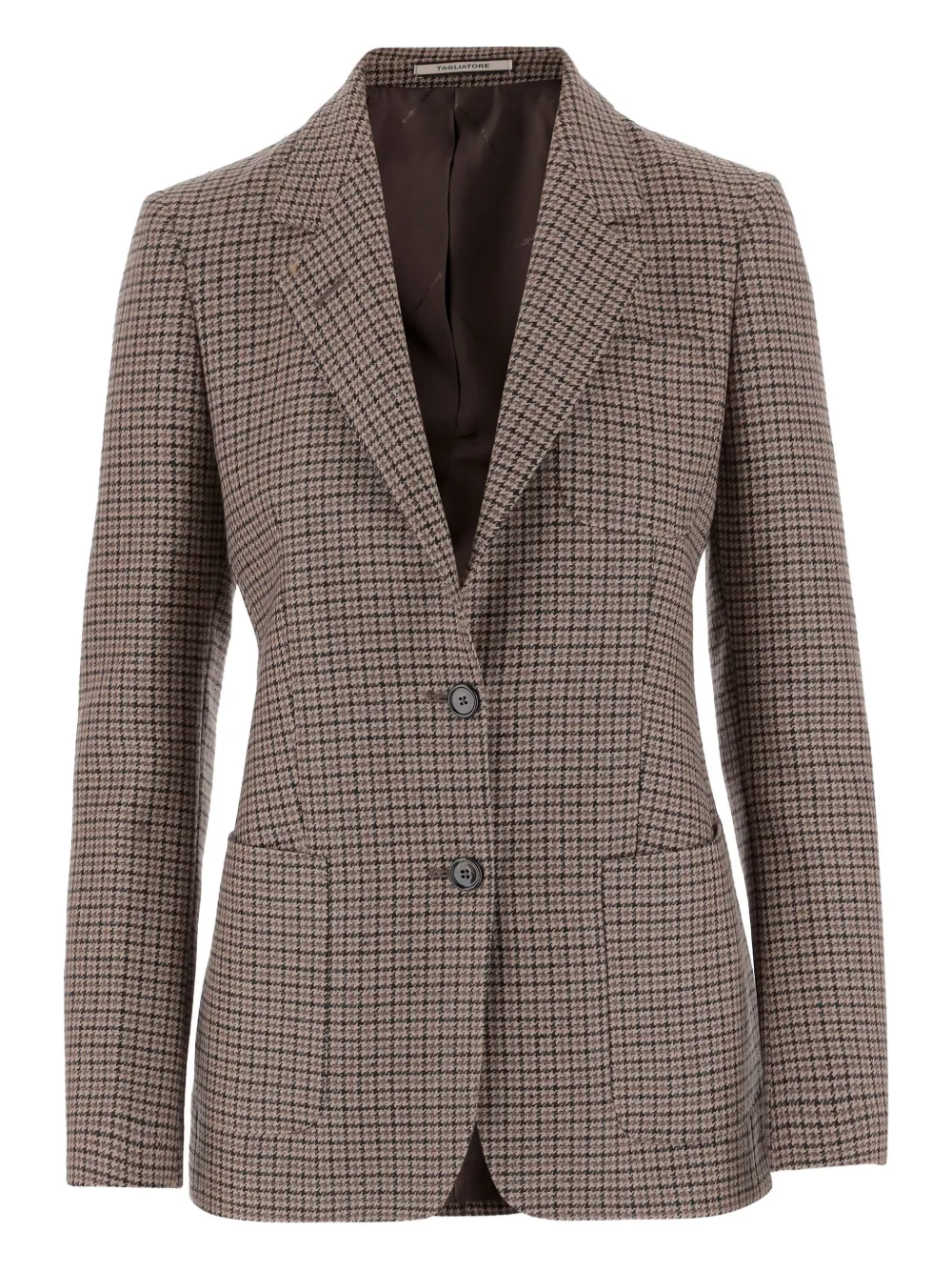 Tagliatore Houndstooth Buttoned Blazer In Brown