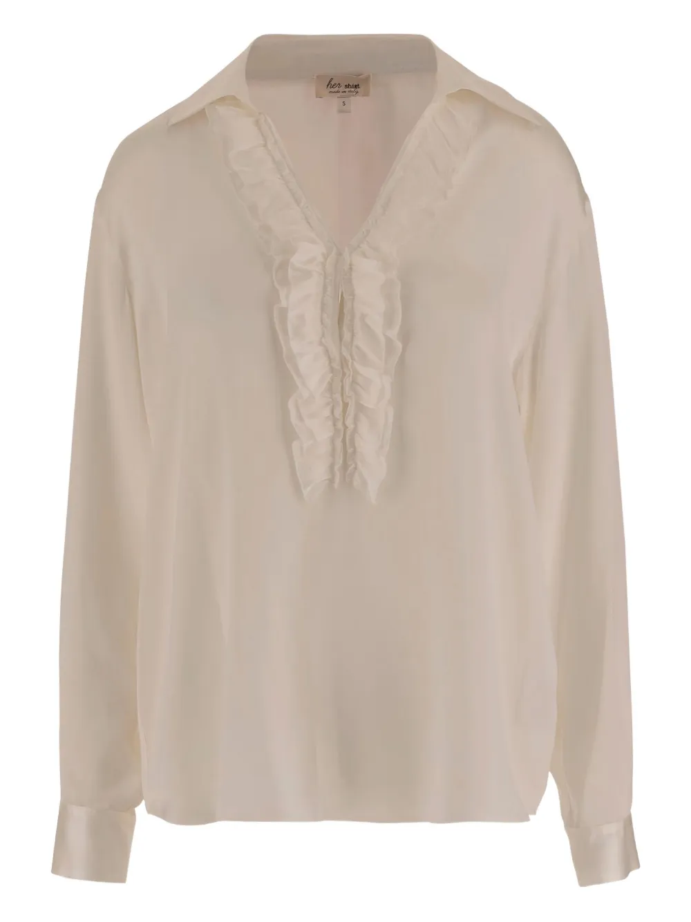 Her Shirt ruffle-detail silk blouse - ニュートラル Her Shirt ruffle-detail silk blouse - ニュートラル