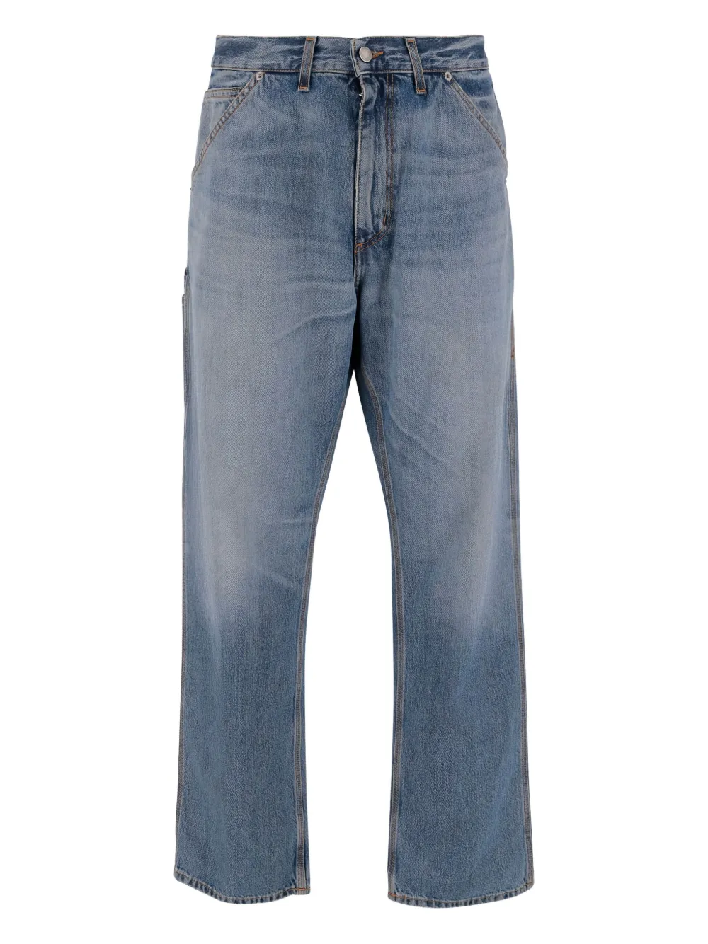 Haikure Contrast-stitching Cotton Jeans In Blue