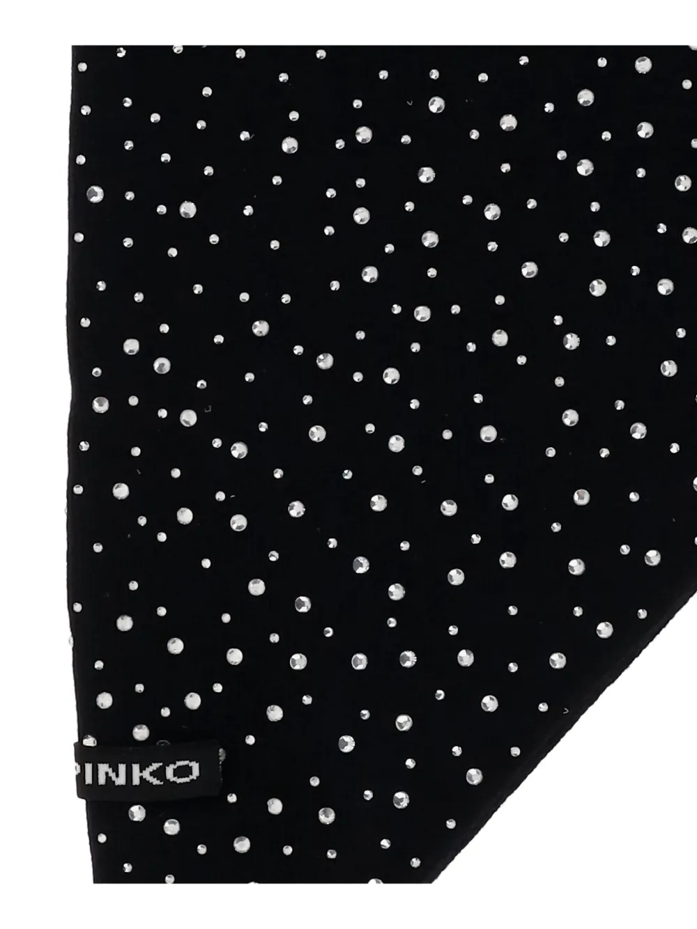 Pinko Svizzera Wool Scarf With Rhinestones In Black