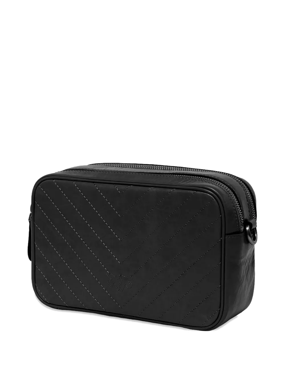 PINKO Medium leren crossbodytas met chevron-streep Zwart