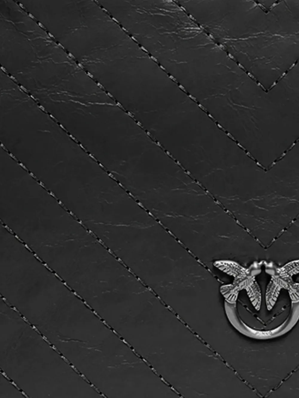 PINKO Medium leren crossbodytas met chevron-streep Zwart