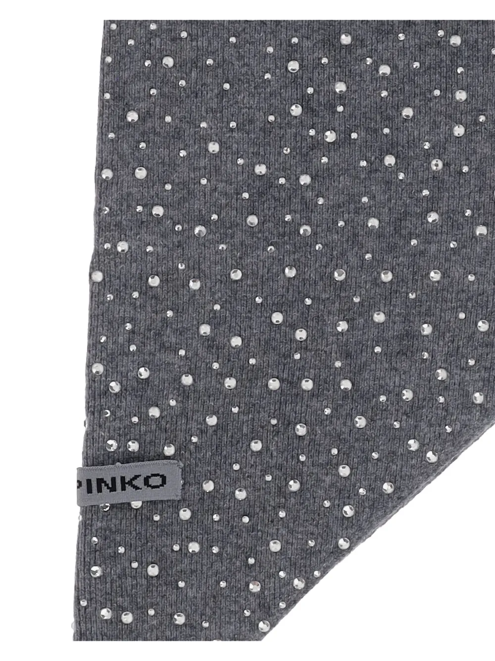 Pinko Svizzera Wool Scarf With Rhinestones In Black