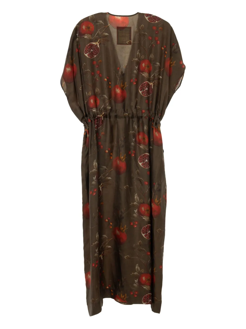 Uma Wang pomegranate-print drawstring dress - Bruin