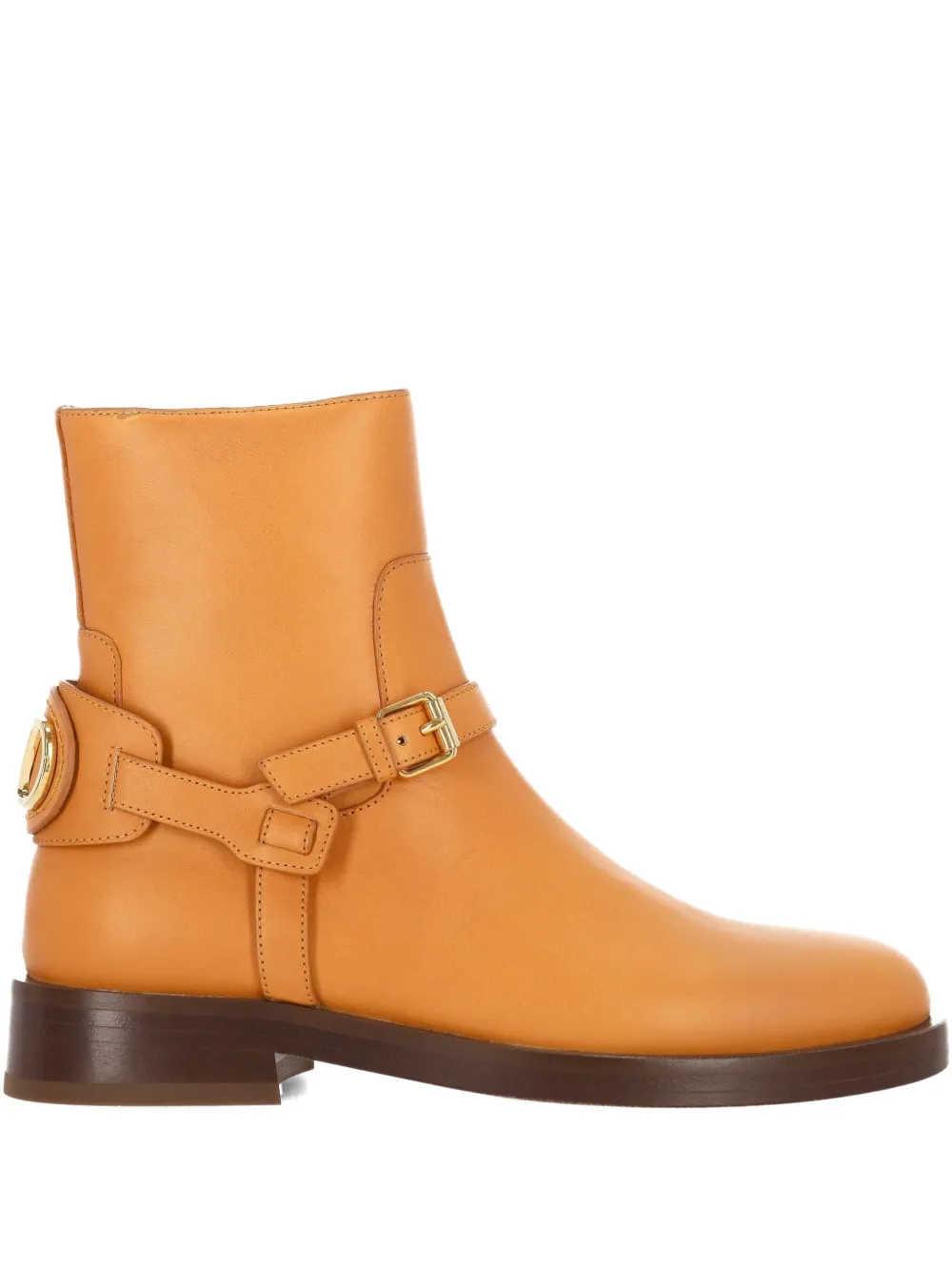 Valentino Garavani buckle-strap leather boots - ブラウン Valentino Garavani buckle-strap leather boots - ブラウン