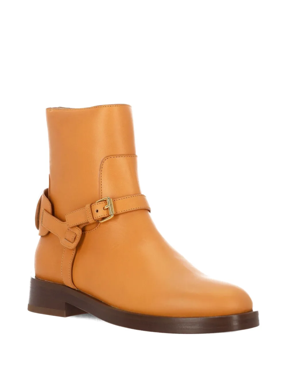 Valentino Garavani buckle-strap leather boots Brown