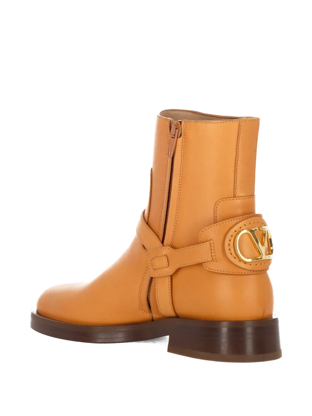 Valentino Garavani buckle-strap leather boots Brown