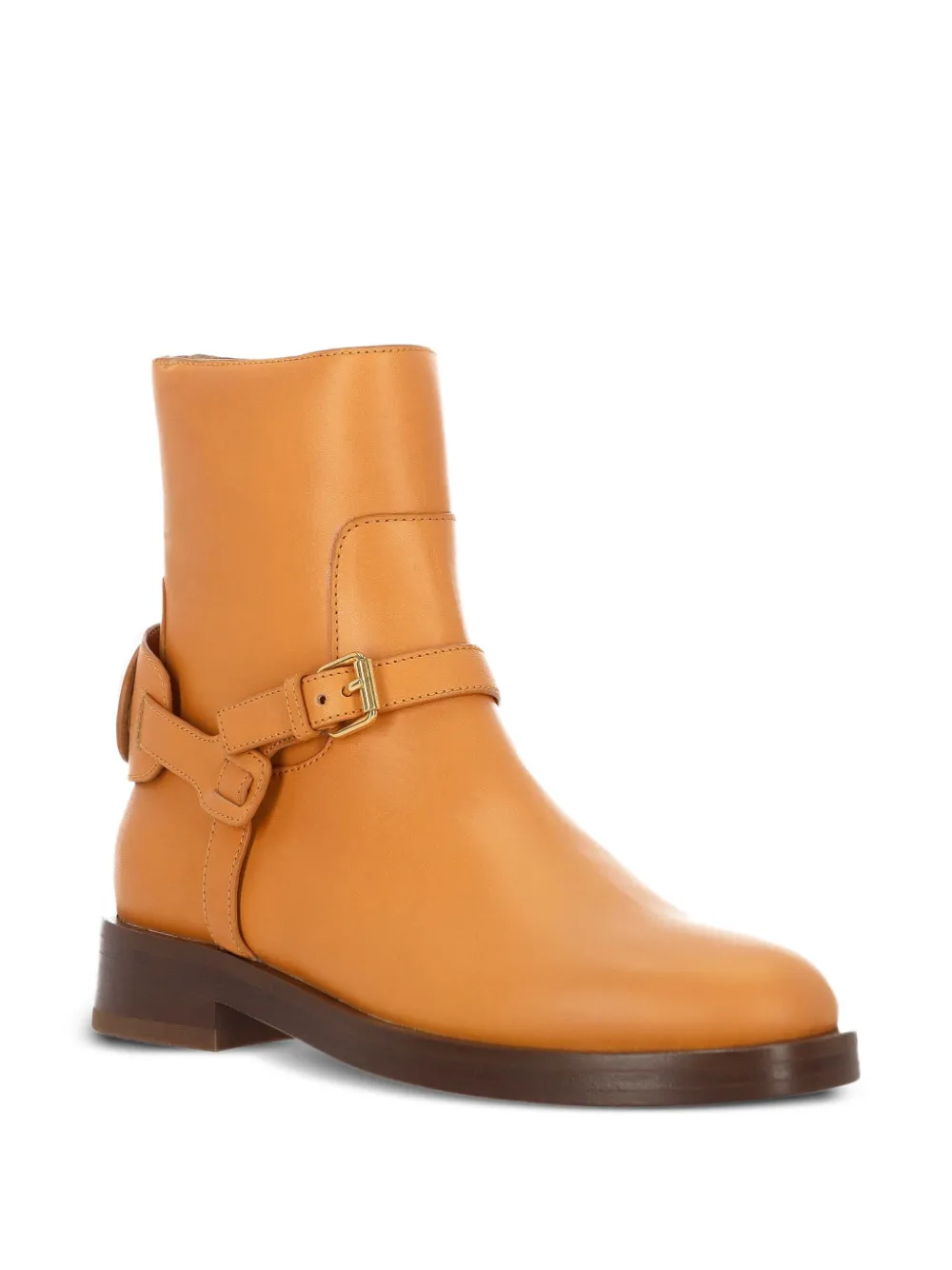 Valentino Garavani buckle-strap leather boots Brown