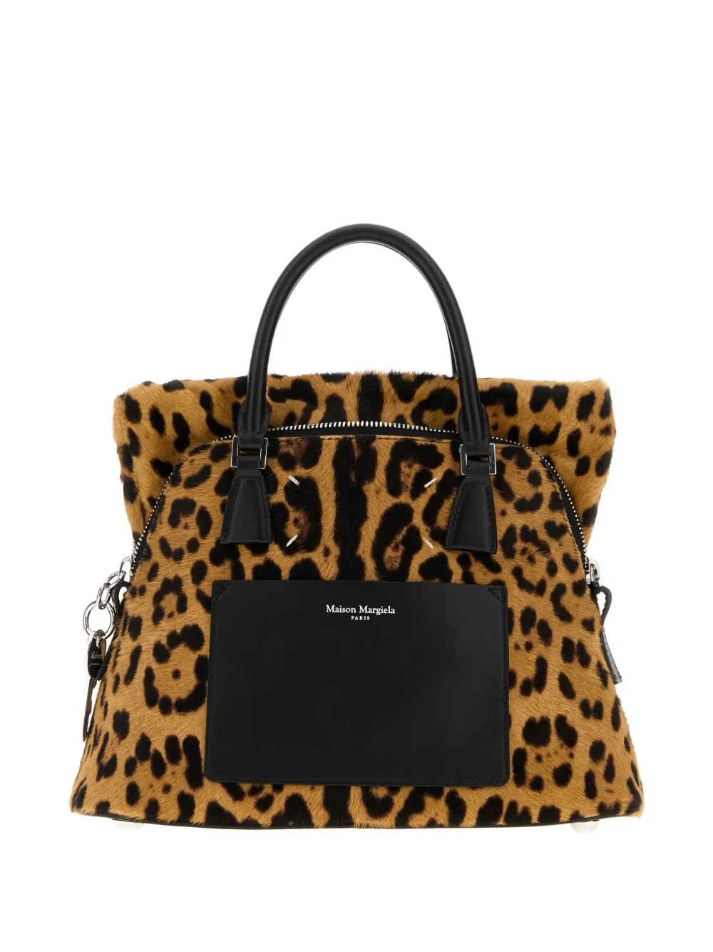 Maison Margiela Mini 5ac Leopard-print Tote Bag In Brown