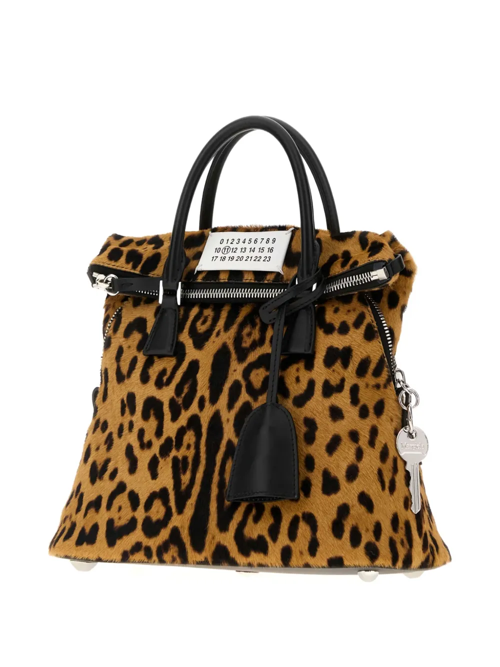 Maison Margiela Mini 5ac Leopard-print Tote Bag In Brown
