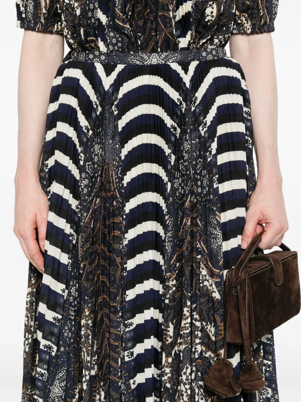 Ulla Johnson Paisley-striped Pleated Skirt In Black