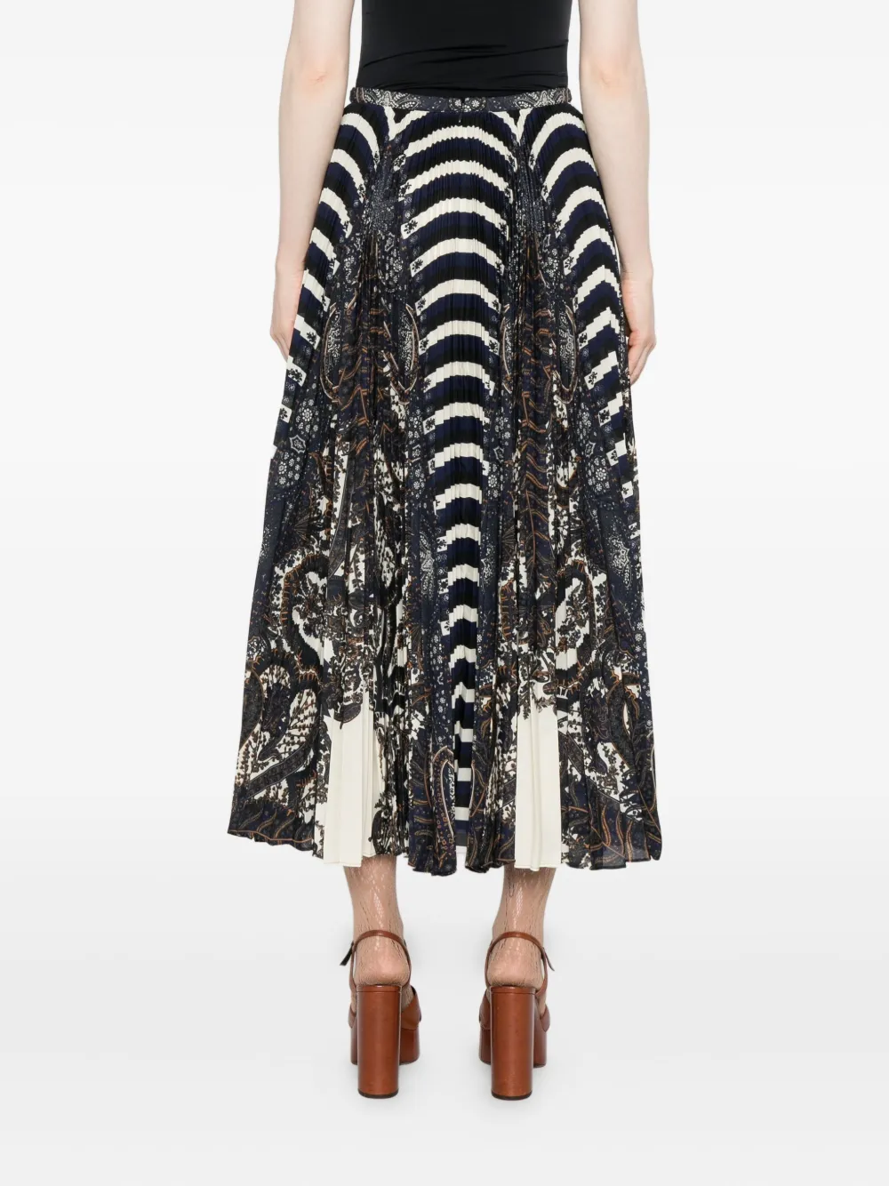 Ulla Johnson Paisley-striped Pleated Skirt In Black