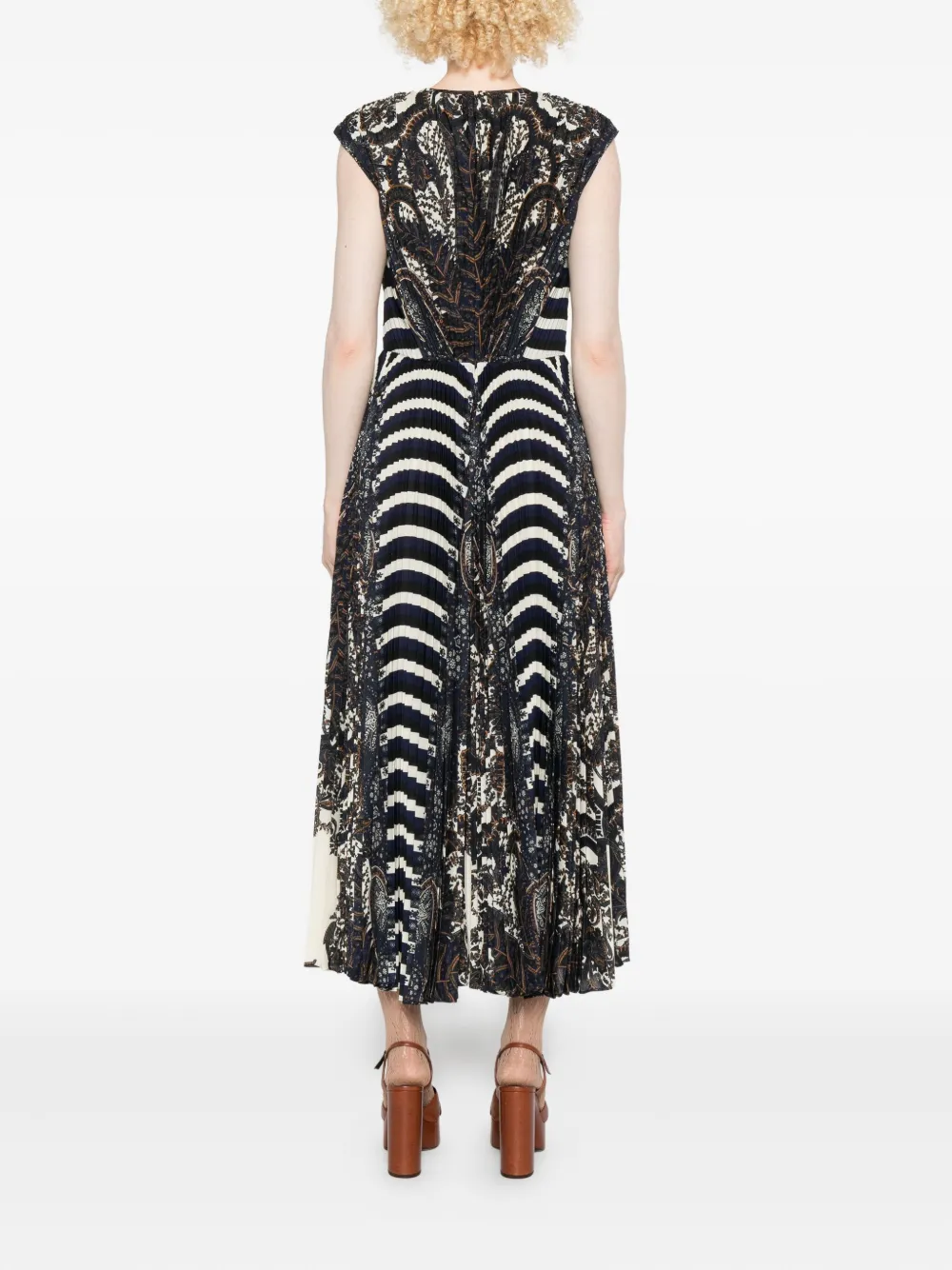 Ulla Johnson Violeta Multi-pattern Pleated Dress In Black
