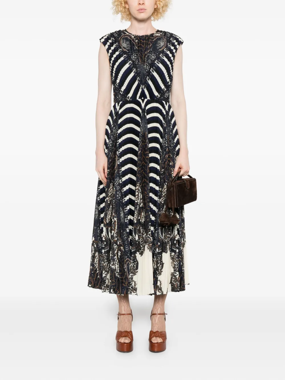 Ulla Johnson Violeta multi-pattern pleated dress - Zwart