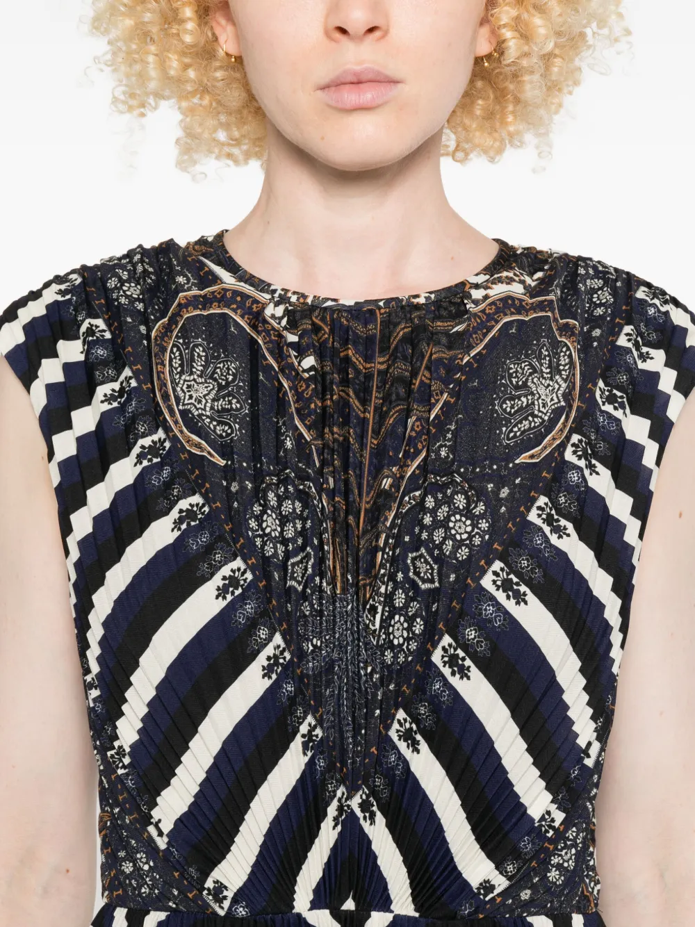 Ulla Johnson Violeta Multi-pattern Pleated Dress In Black