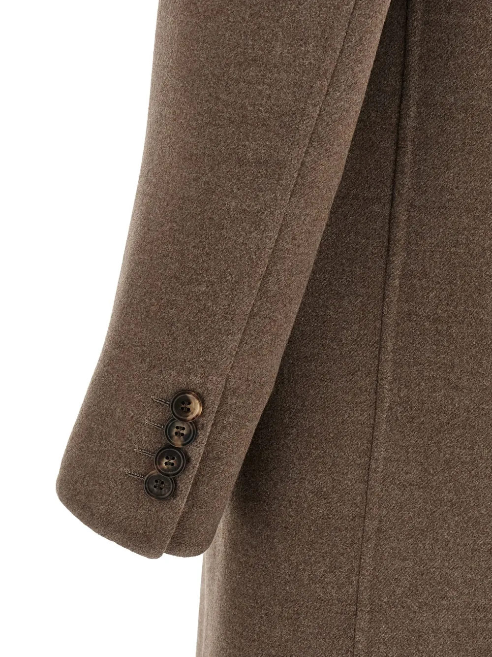 Brioni Notch Lapel Coat With Flap And Chest Pockets In Brown