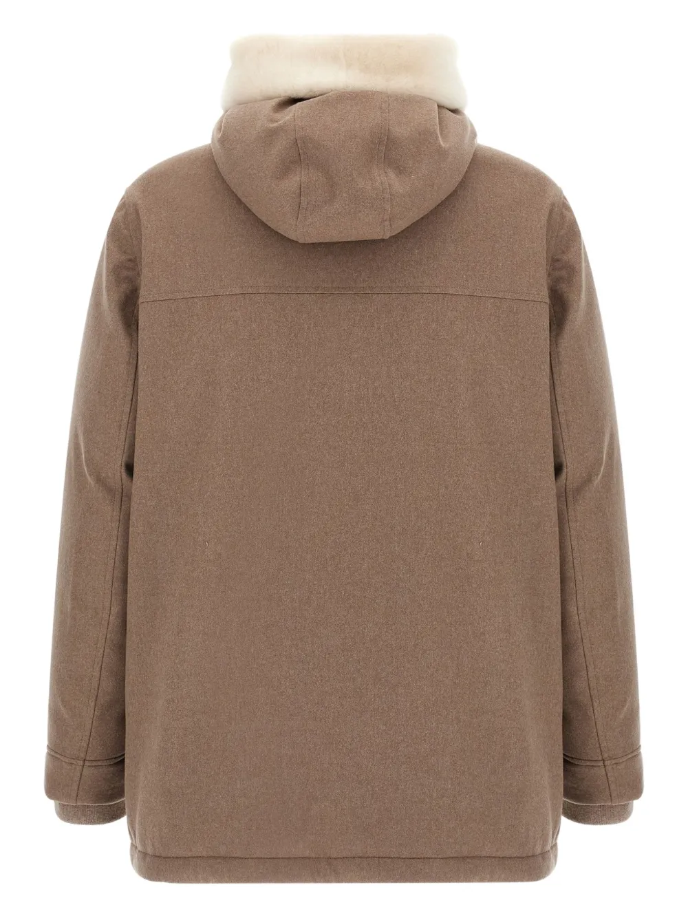 Brunello Cucinelli Gewatteerde parka met lammy detail - Bruin