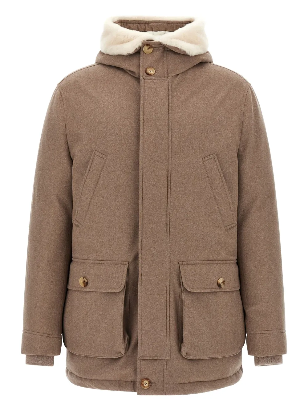 Brunello Cucinelli quilted shearling-detail coat | Brown | Image 1
