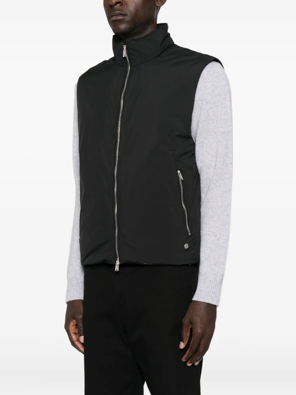 Hugo Boss Zip-front Waistcoat In Blue