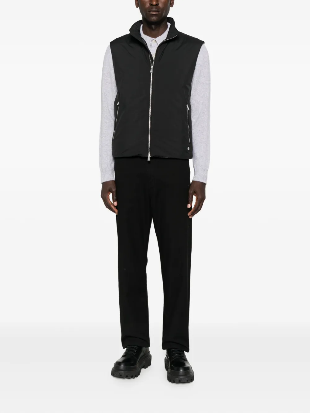 Hugo Boss Zip-front Waistcoat In Blue