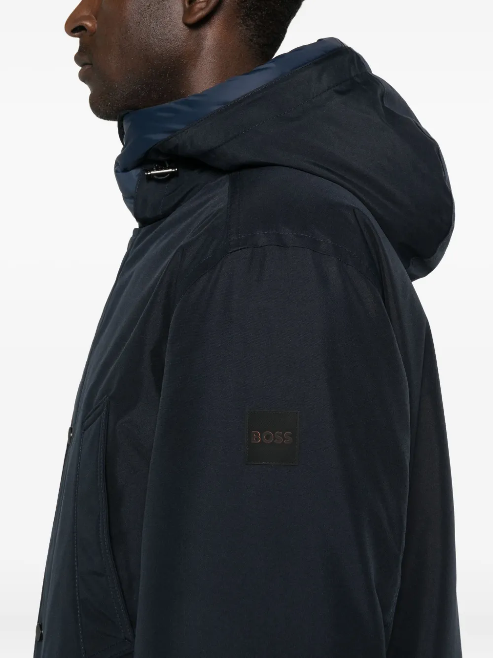 BOSS Jack met capuchon en knoopsluiting Blauw