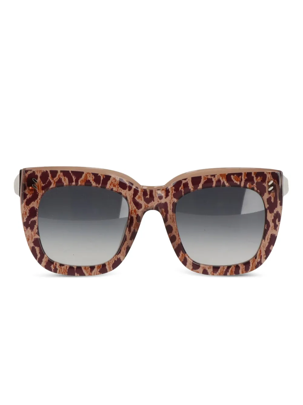 Stella Mccartney Leopard-print Square-frame Sunglasses In Brown