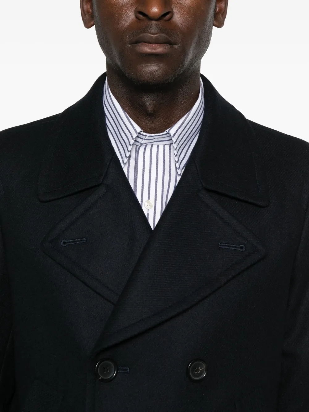 Paul Smith Double-breasted Peacoat In Black