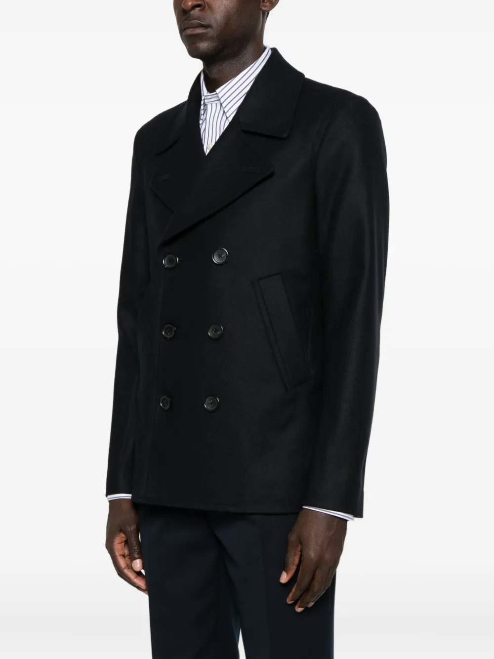 Paul Smith Double-breasted Peacoat In Black