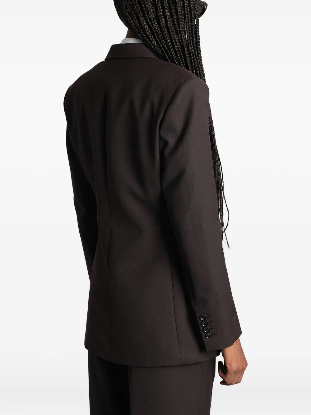 Anine Bing Double-breasted Wool Blazer In Brown