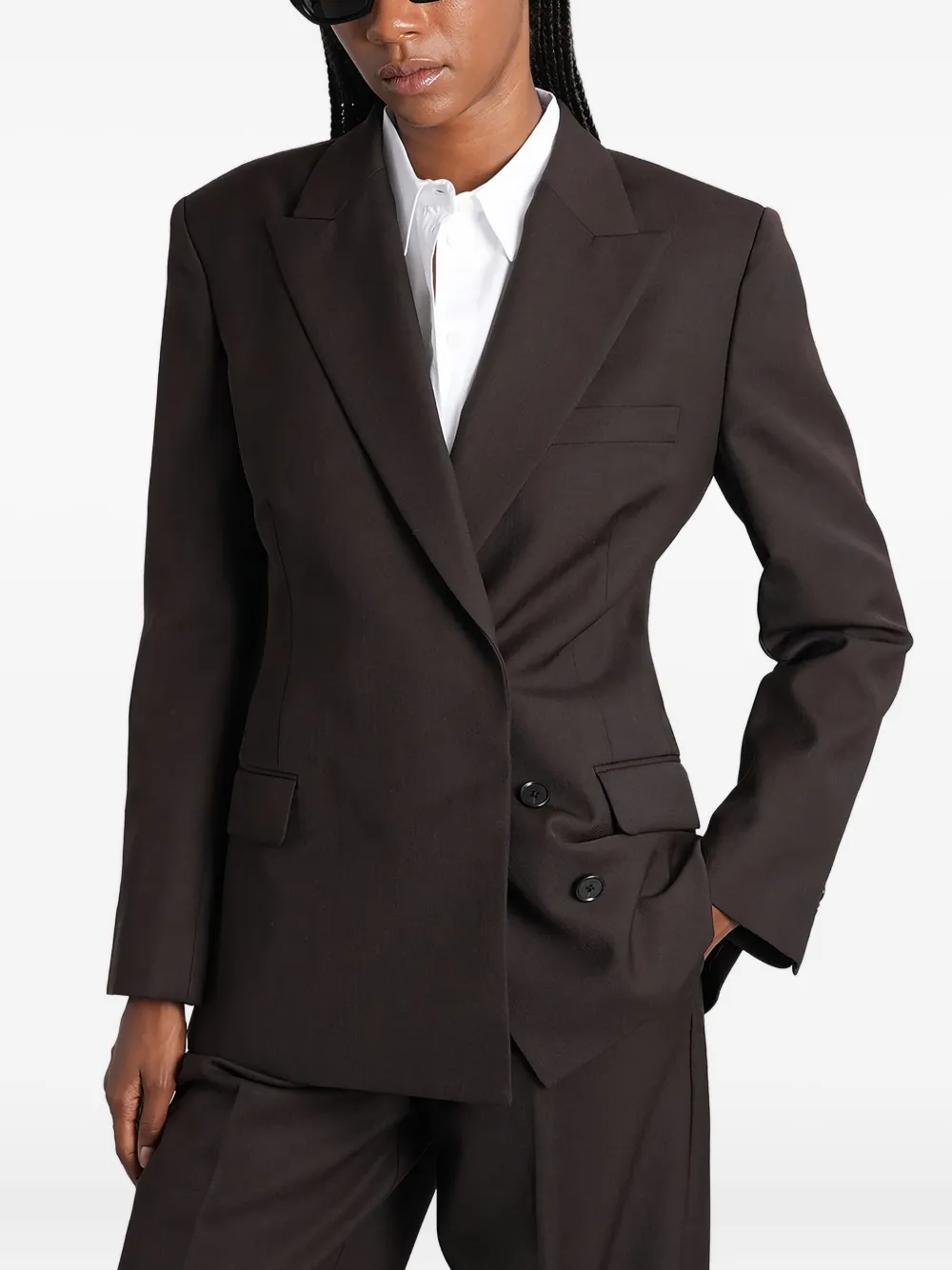 ANINE BING double-breasted wool blazer | Brown | Image 1