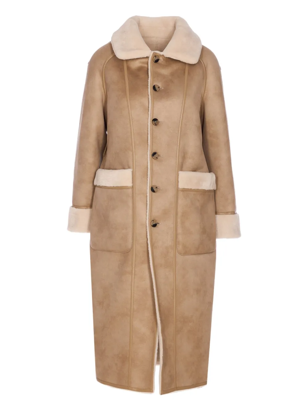 Urbancode Faux-fur Belted Coat In Neutral