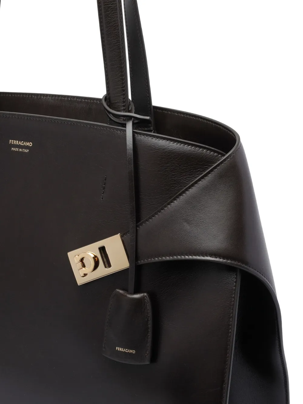 Ferragamo Hug clasp-detail leather tote bag - Bruin