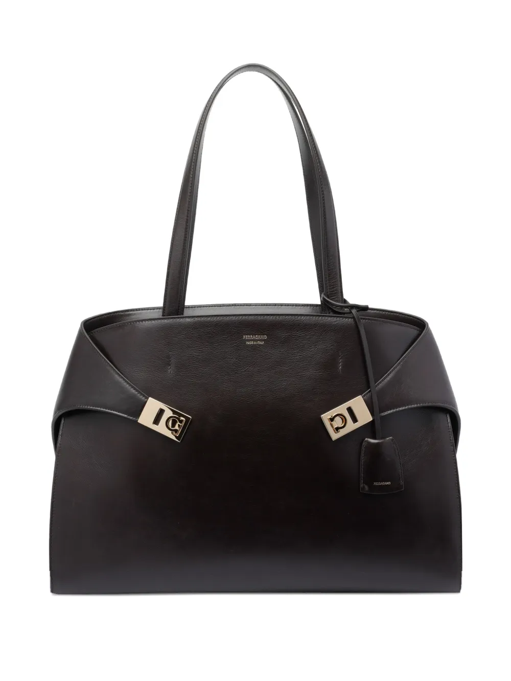Ferragamo Hug clasp-detail leather tote bag | Brown | Image 1