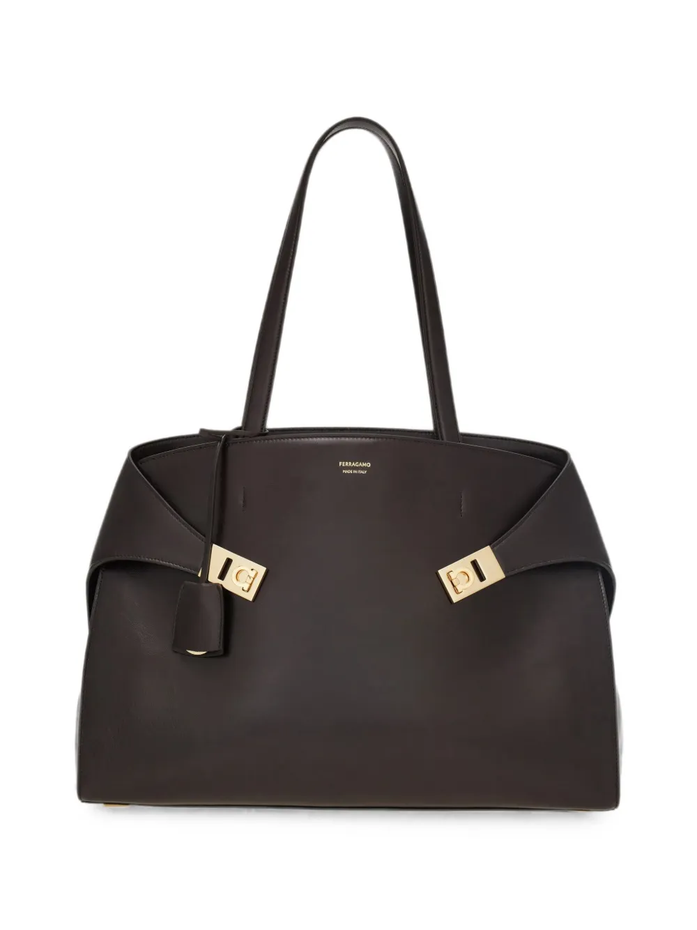 Ferragamo Hug clasp-detail leather tote bag - Marrone
