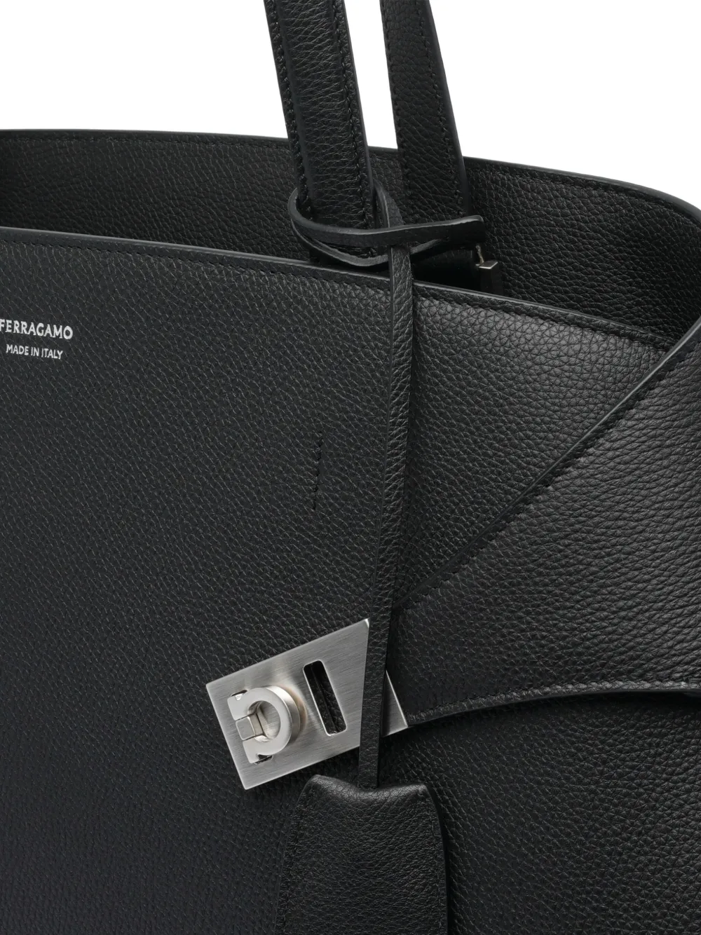 Ferragamo Hug Clasp-detail Calfskin Shoulder Bag In Black
