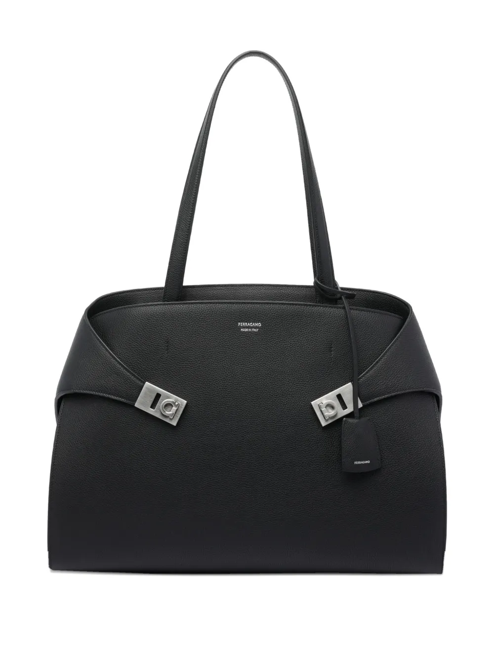 Ferragamo Hug clasp-detail calfskin shoulder bag - ブラック Ferragamo Hug clasp-detail calfskin shoulder bag - ブラック