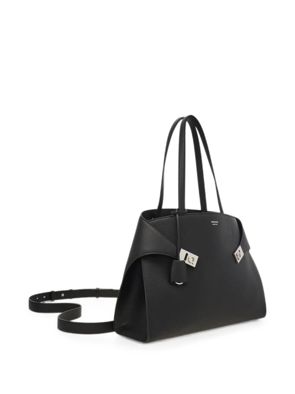 Ferragamo Hug kalfsleren schoudertas met gesp Zwart