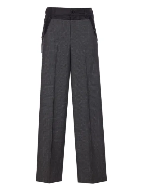 sacai check-pattern buckle trousers