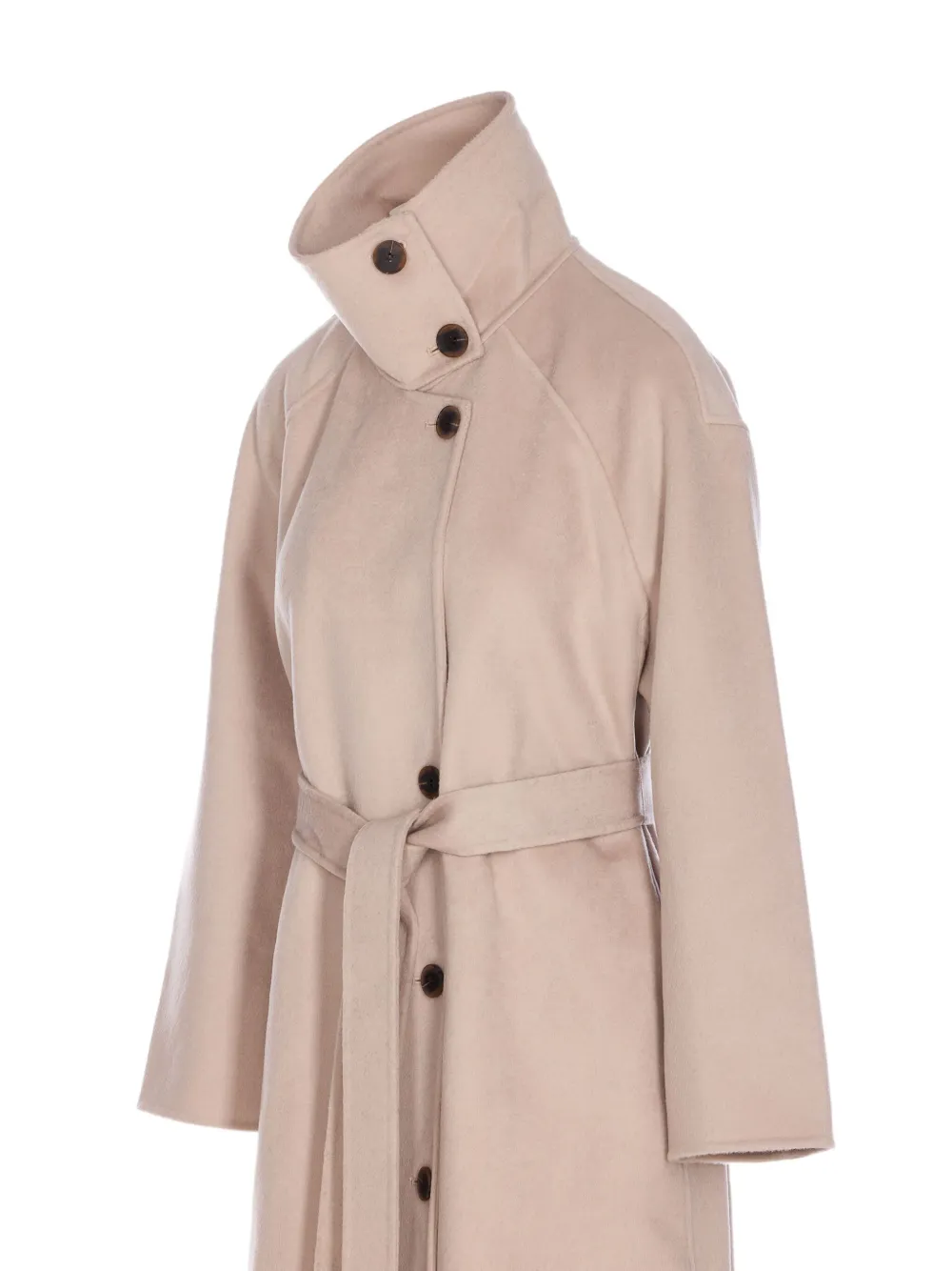 The Dynamis Studio Paris Belted Classic-collar Coat In Nude