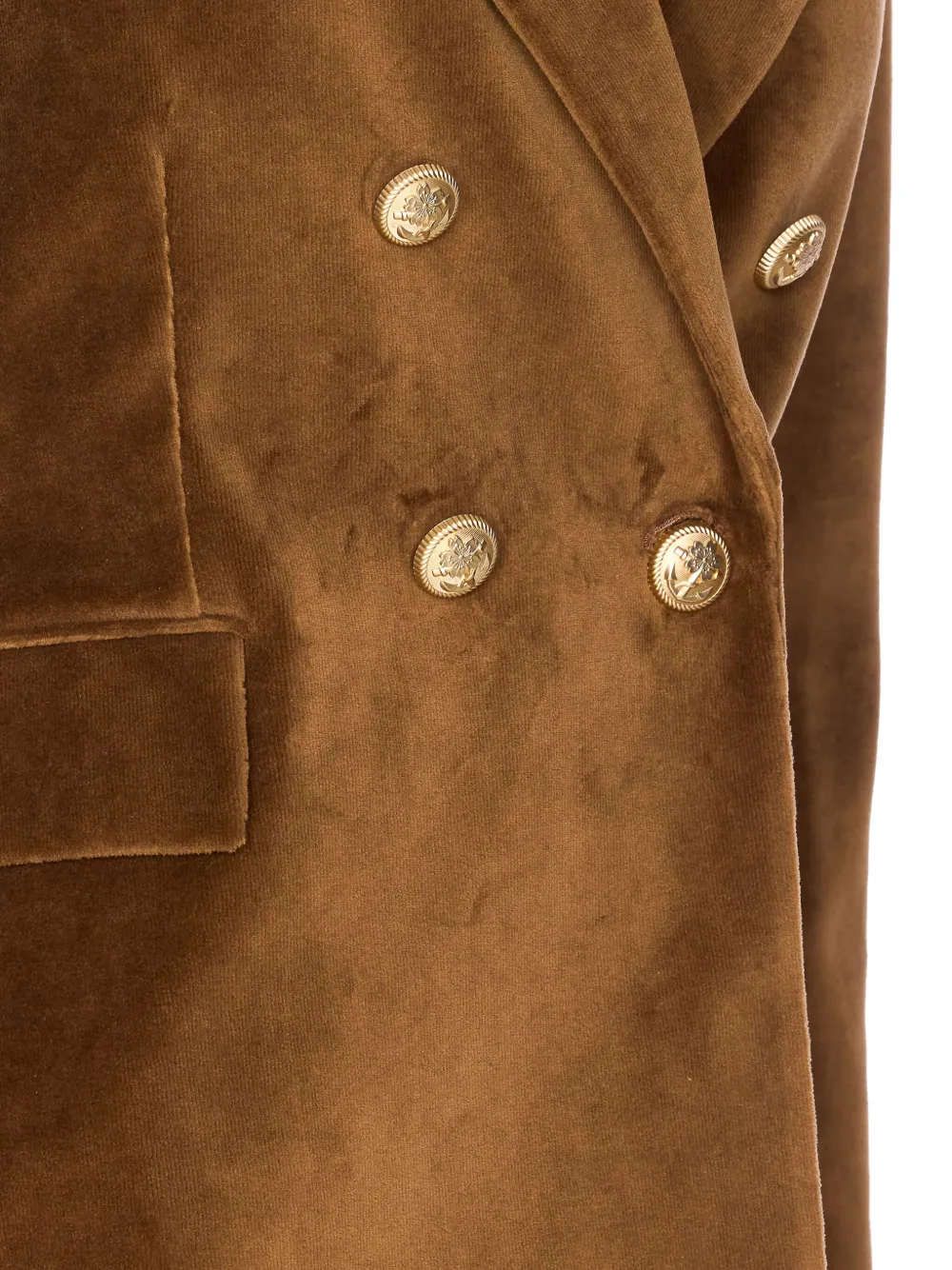 Circolo 1901 Suede Velvet Double-breasted Jacket In Brown