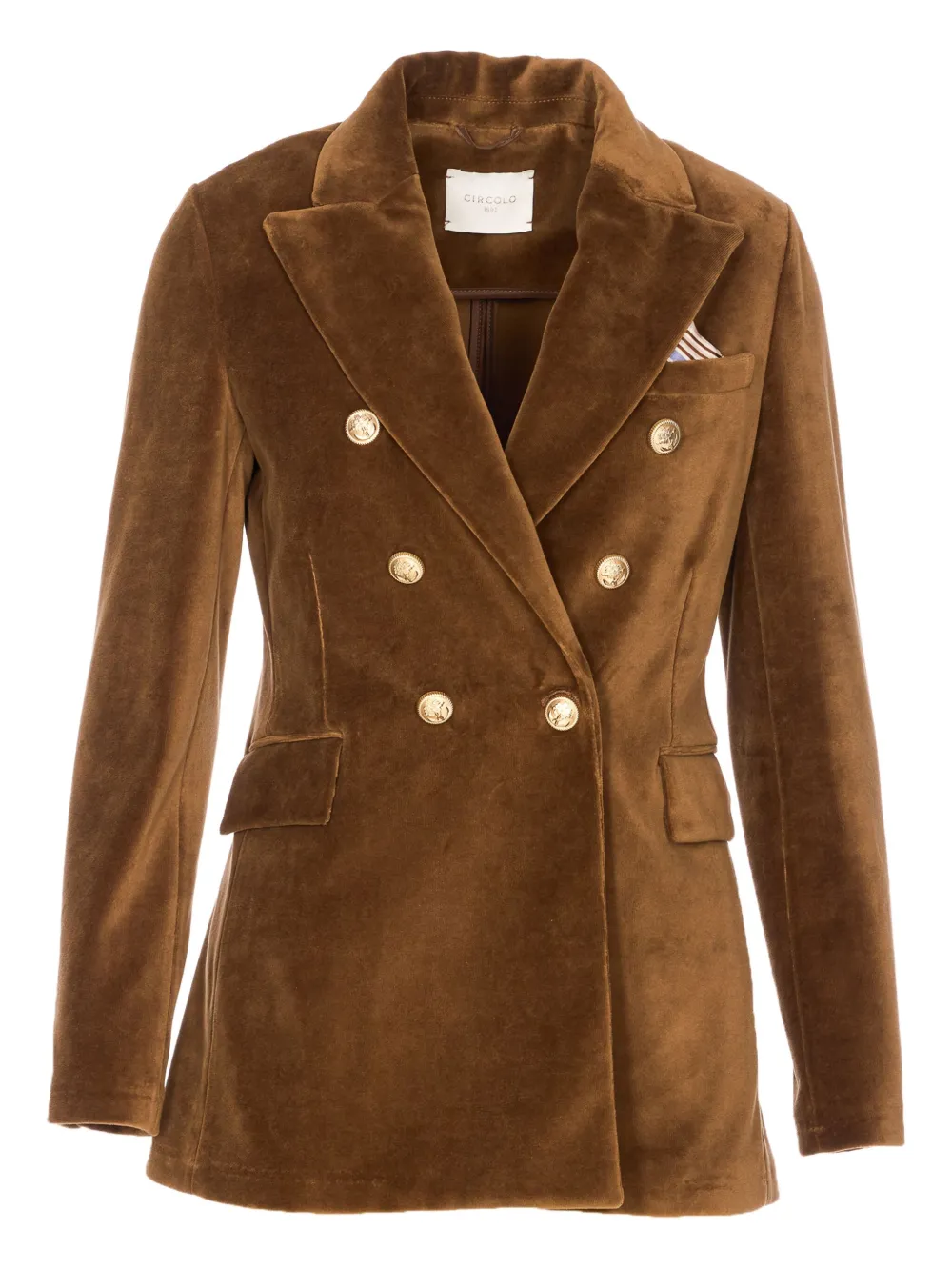 Circolo 1901 velvet double-breasted blazer | Brown | Image 1
