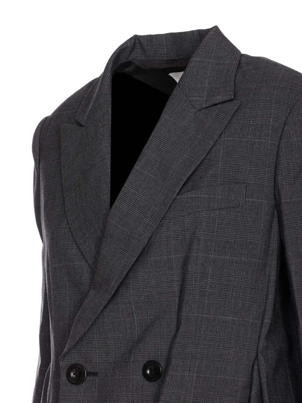 Sacai Glen-check Pleated Blazer In Gray